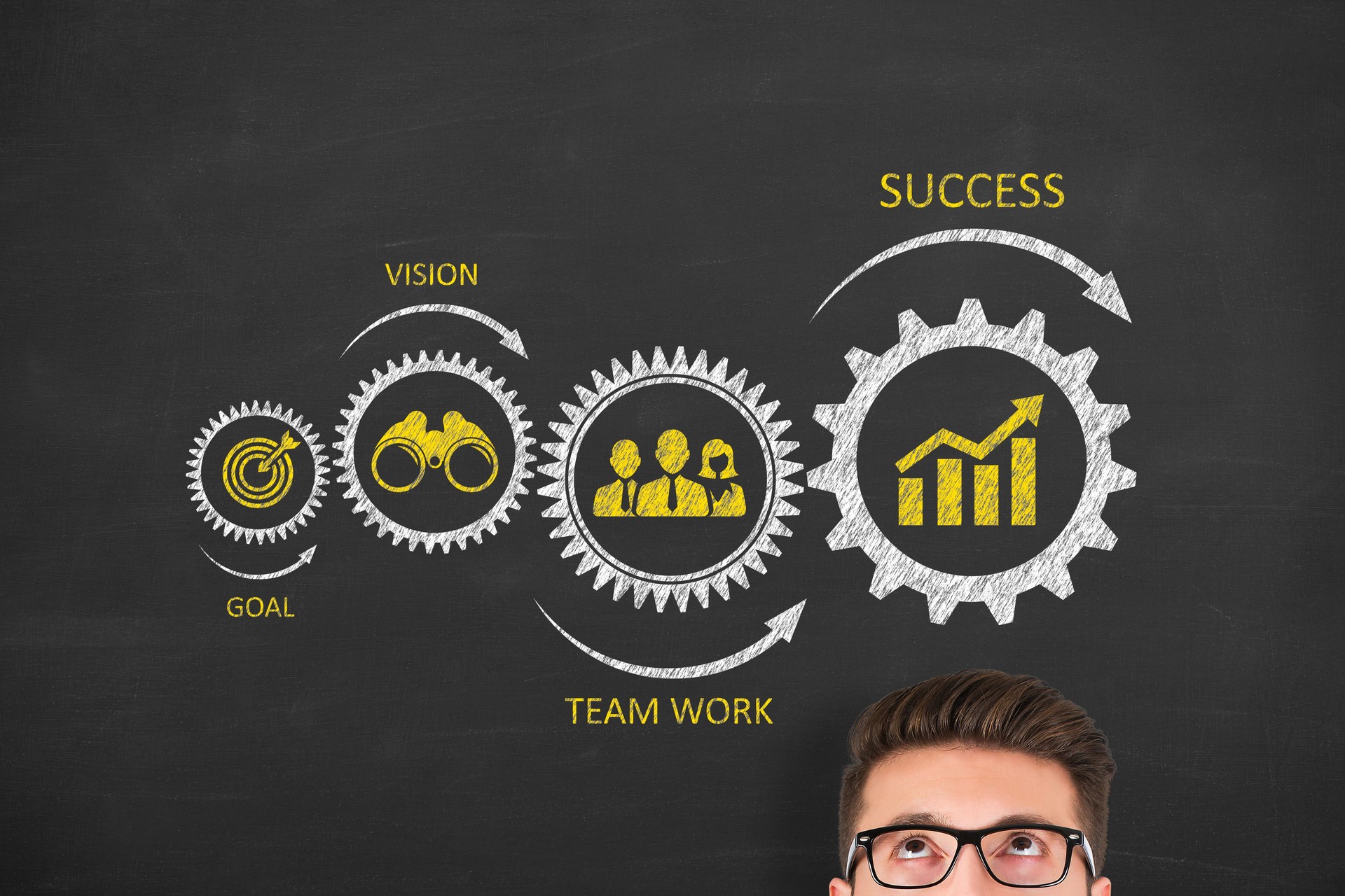 Erfolgskonzepte auf Blackboard-Hintergrund